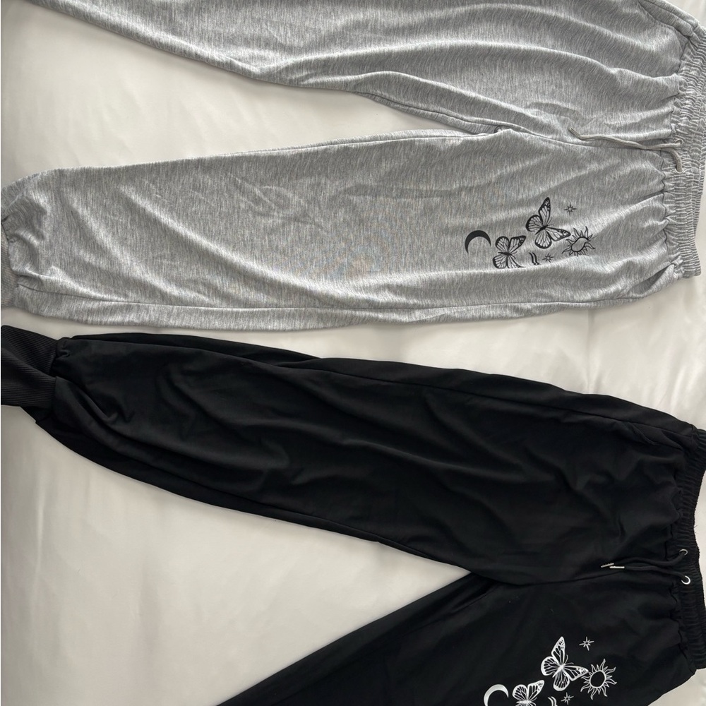 Women's Silver and Black Jogger Pants